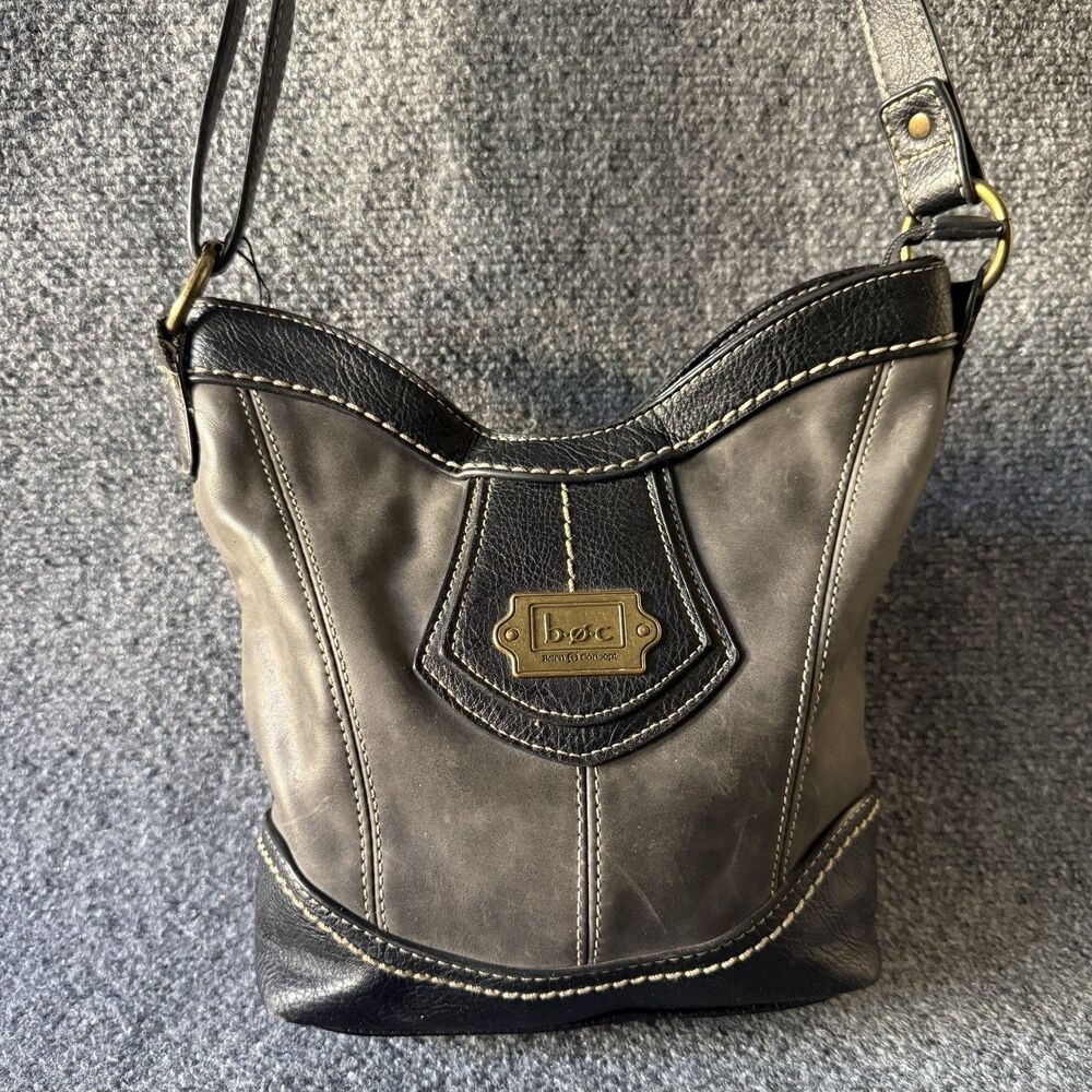 b.o.c Born Concept Black Gray Shoulder Bag Adjustable Strap Zip Closure